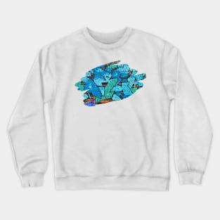 Graffiti Splash Art Print Blue Crewneck Sweatshirt